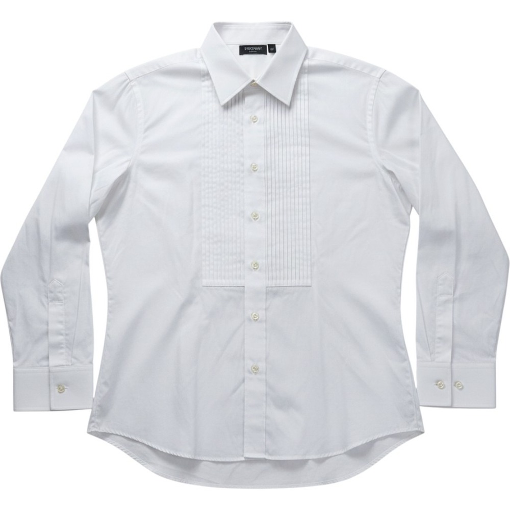 Pucinni Uomo Mens White Pleated Bib Wing‎ Collar Tuxedo Dress Shirt XL 34/35